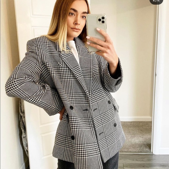 Last🔥Zara oversized houndstooth blazer B favorite - Picture 4 of 12